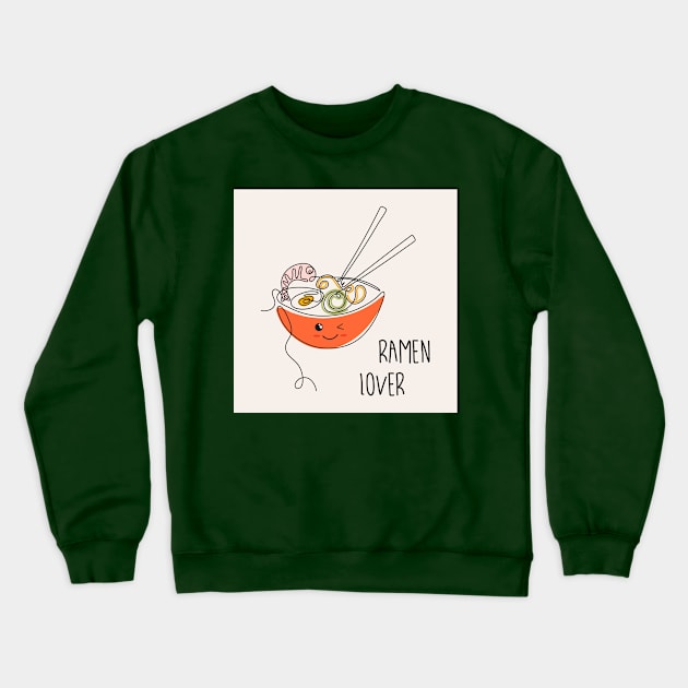 Kawaii bowl of ramen noodles Crewneck Sweatshirt by DanielK